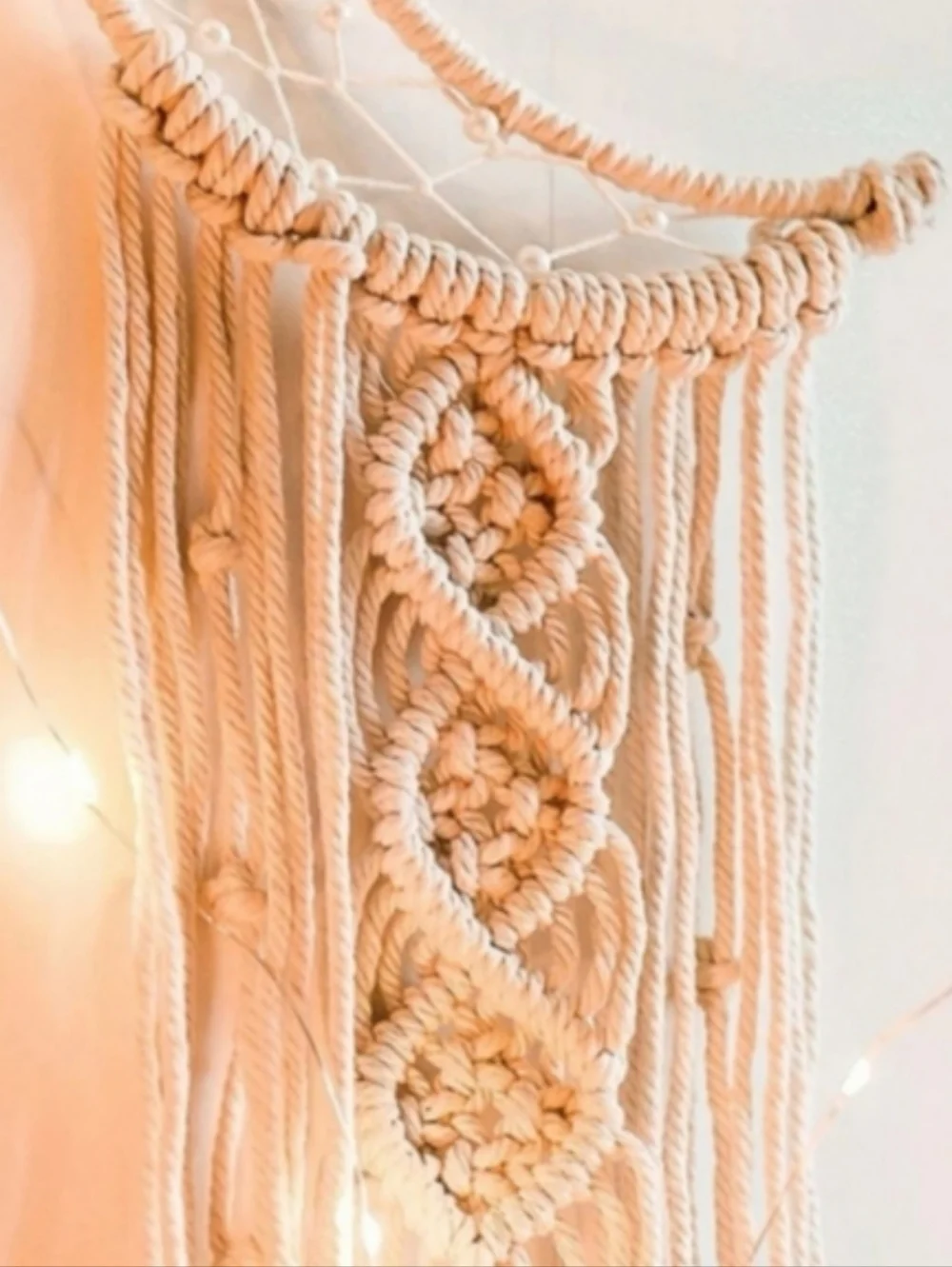 Macrame Crescent Moon Dream Catcher Ivory White Wall Decor Big Boho Dreamcatcher